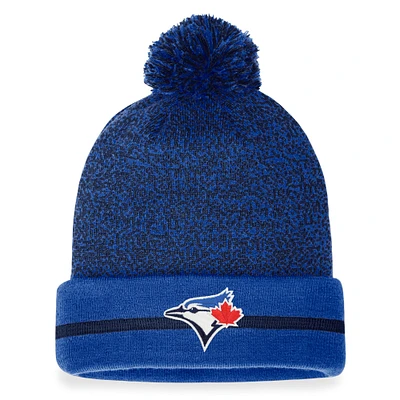 Bonnet en tricot à revers Space-Dye Fanatics Royal/Navy Toronto Blue Jays pour hommes avec pompon