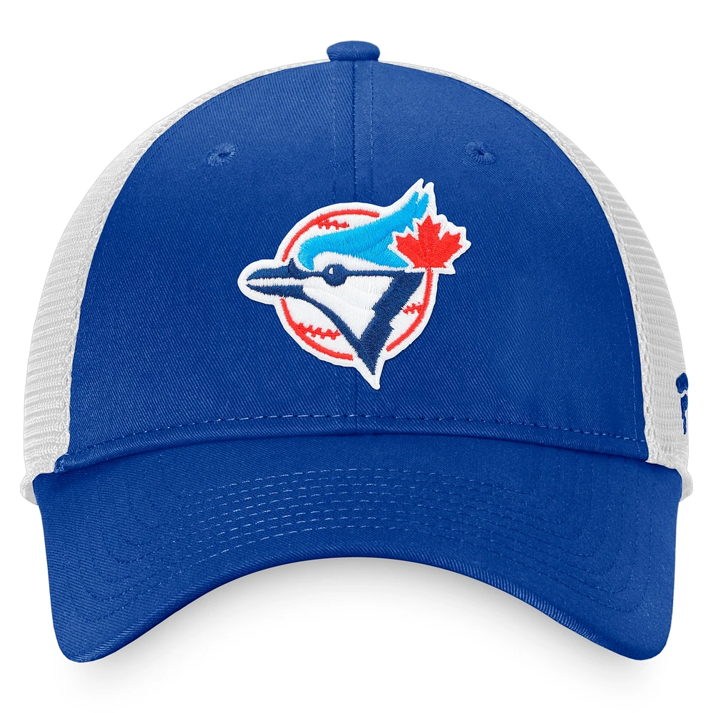 Casquette Snapback Core Trucker Fanatics Royal/Blanc des Blue Jays de Toronto de la collection Cooperstown pour hommes