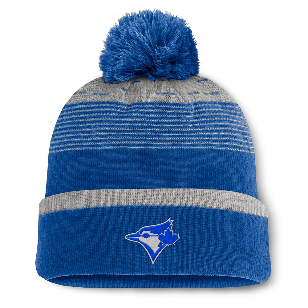 Bonnet en tricot à revers avec pompon Fanatics Royal Toronto Blue Jays Fundamental Gradient pour homme