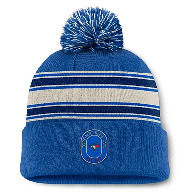 Bonnet en tricot à revers avec pompon Fanatics Royal Toronto Blue Jays Fundamental Patch pour homme