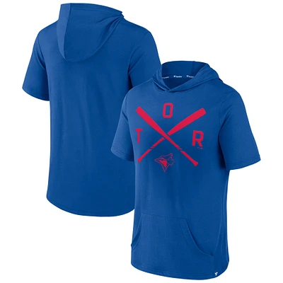 Haut à capuche manches courtes pour hommes Fanatics Royal Toronto Blue Jays Iconic Rebel