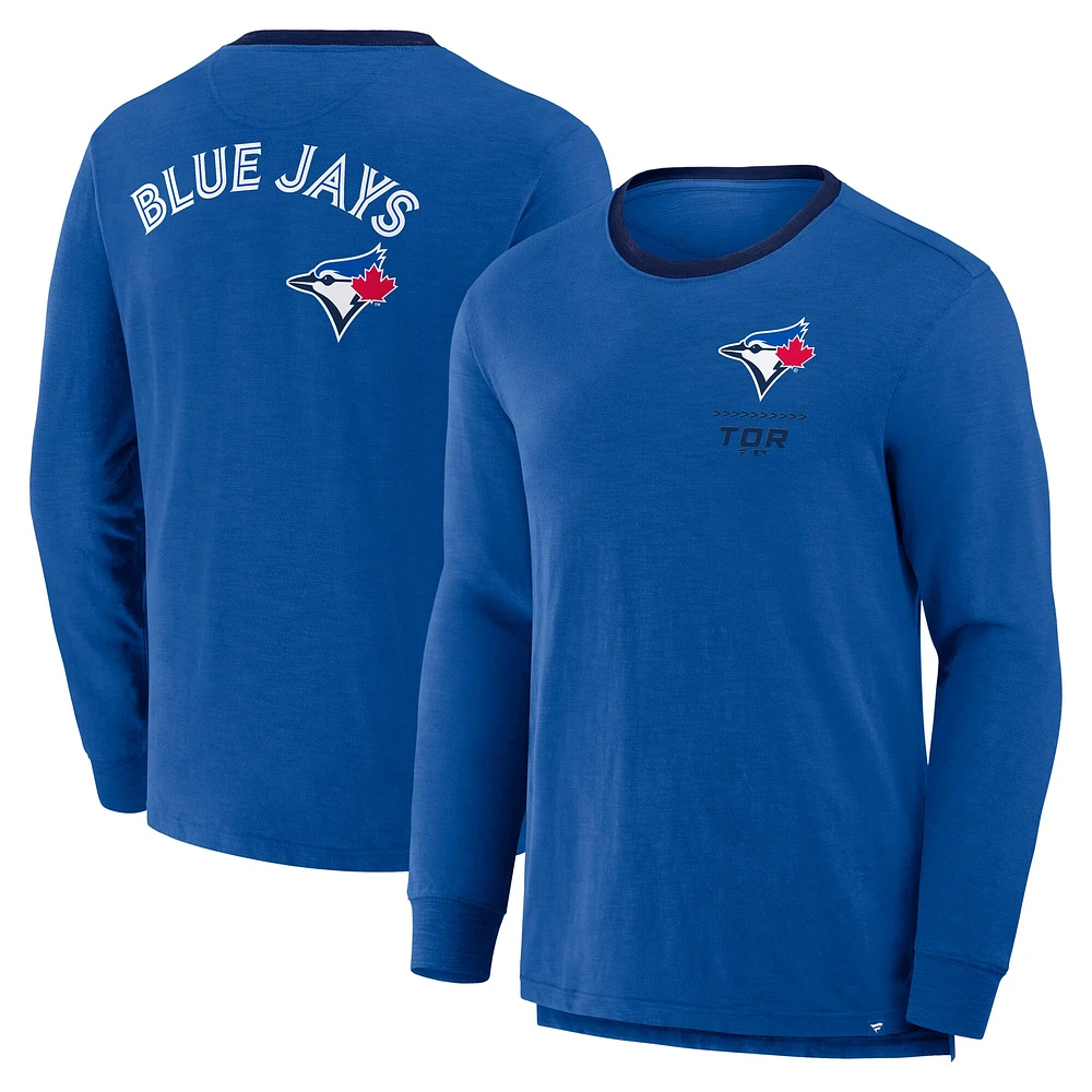 Men's Fanatics Royal Toronto Blue Jays Prime Shot Stadium Slub Long Sleeve T-Shirt