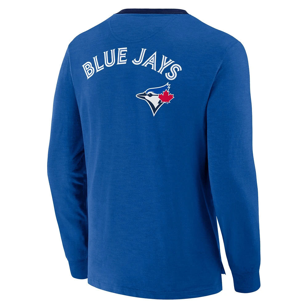Men's Fanatics Royal Toronto Blue Jays Prime Shot Stadium Slub Long Sleeve T-Shirt