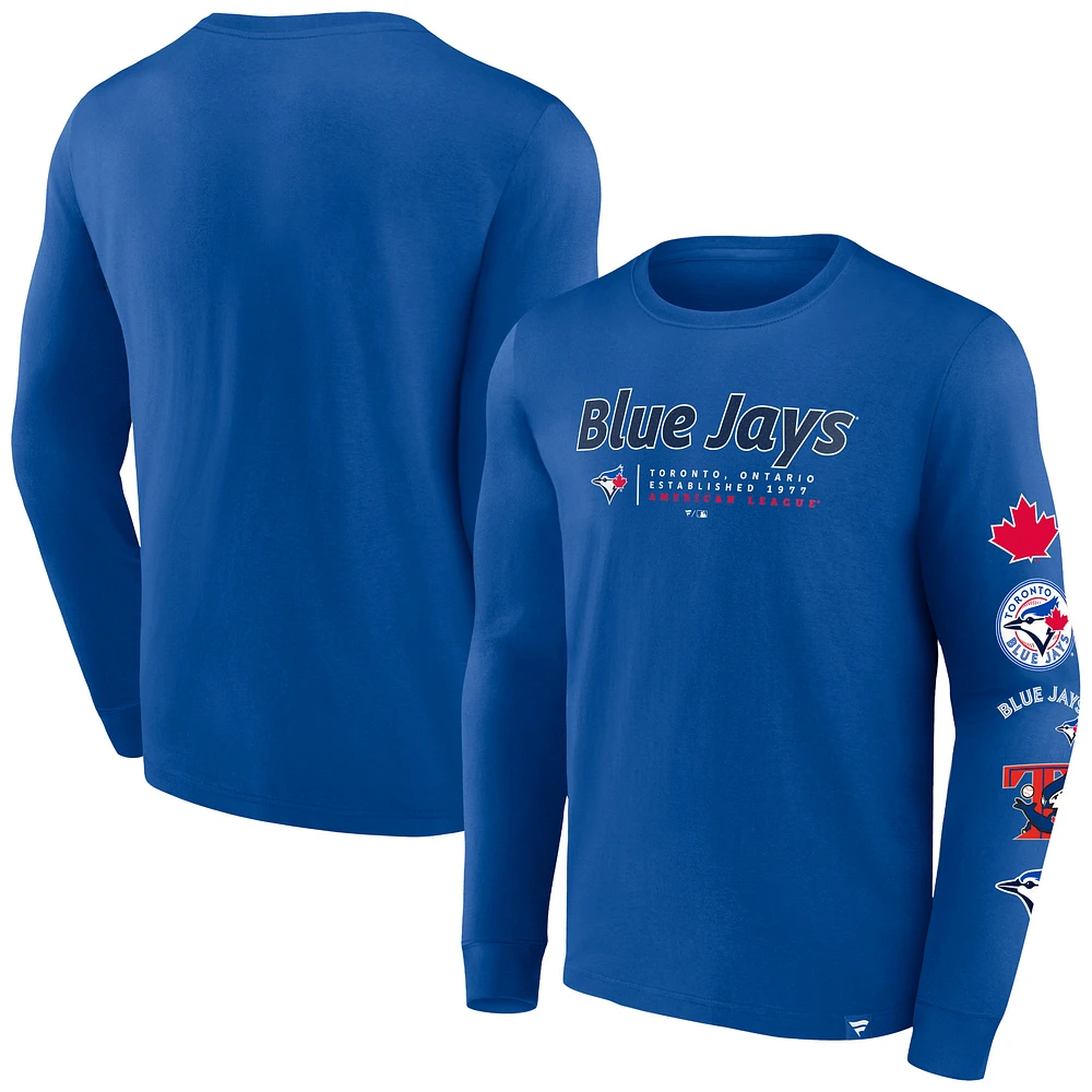 T-shirt à manches longues Fanatics Royal Toronto Blue Jays Strike the Goal pour hommes