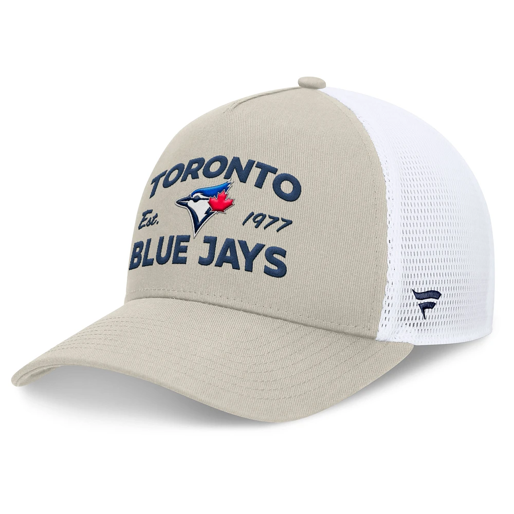 Casquette réglable de camionneur A-Frame Stone Toronto Blue Jays Fanatics pour hommes