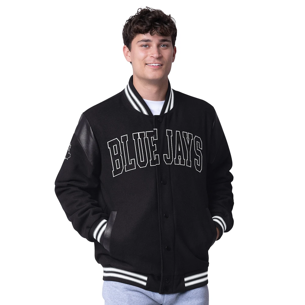 Men's G-III Sports by Carl Banks Black Toronto Blue Jays Clutch Hitter Full-Snap Varsity Jacket