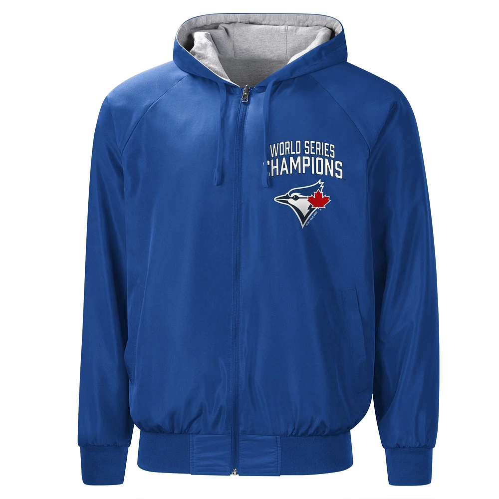 Chandail à capuchon raglan réversible glissière pleine longueur G-III Sports by Carl Banks Royal/Gris Toronto Blue Jays Southpaw pour hommes - Veste