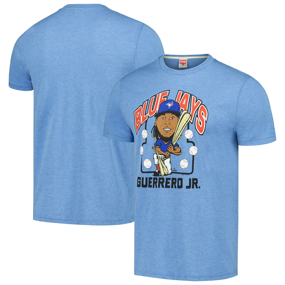 Men's Homage Vladimir Guerrero Jr. Powder Blue Toronto Jays Caricature Tri-Blend T-Shirt