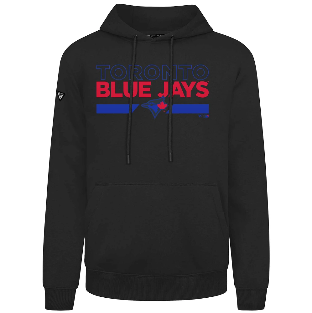 Men's Levelwear Black Toronto Blue Jays Accolade Podium No Hitter Pullover Hoodie
