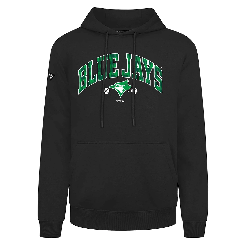 Men's Levelwear  Black Toronto Blue Jays St. Patrick's Day Podium Plaid Pullover Hoodie