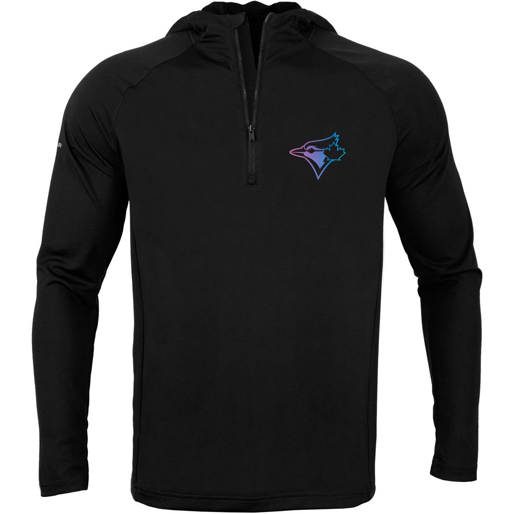 Men's Levelwear Black Toronto Blue Jays Zander Raglan - Quarter-Zip Hoodie Jacket