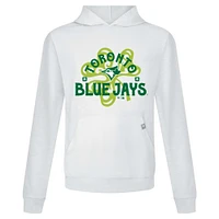 Men's Levelwear White Toronto Blue Jays St. Patrick's Day Relay Shamrock Pullover Hoodie