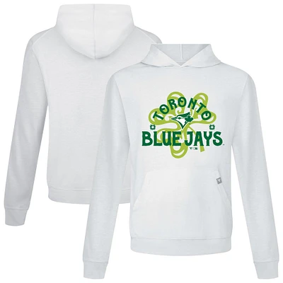 Men's Levelwear White Toronto Blue Jays St. Patrick's Day Relay Shamrock Pullover Hoodie