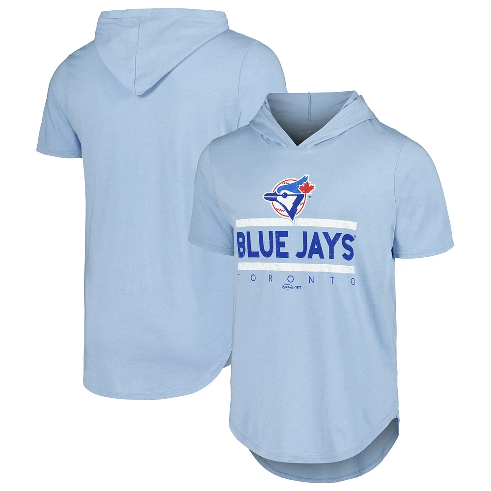 T-shirt à capuche tri-mélangé Majestic Threads pour hommes, bleu poudre, Toronto Blue Jays