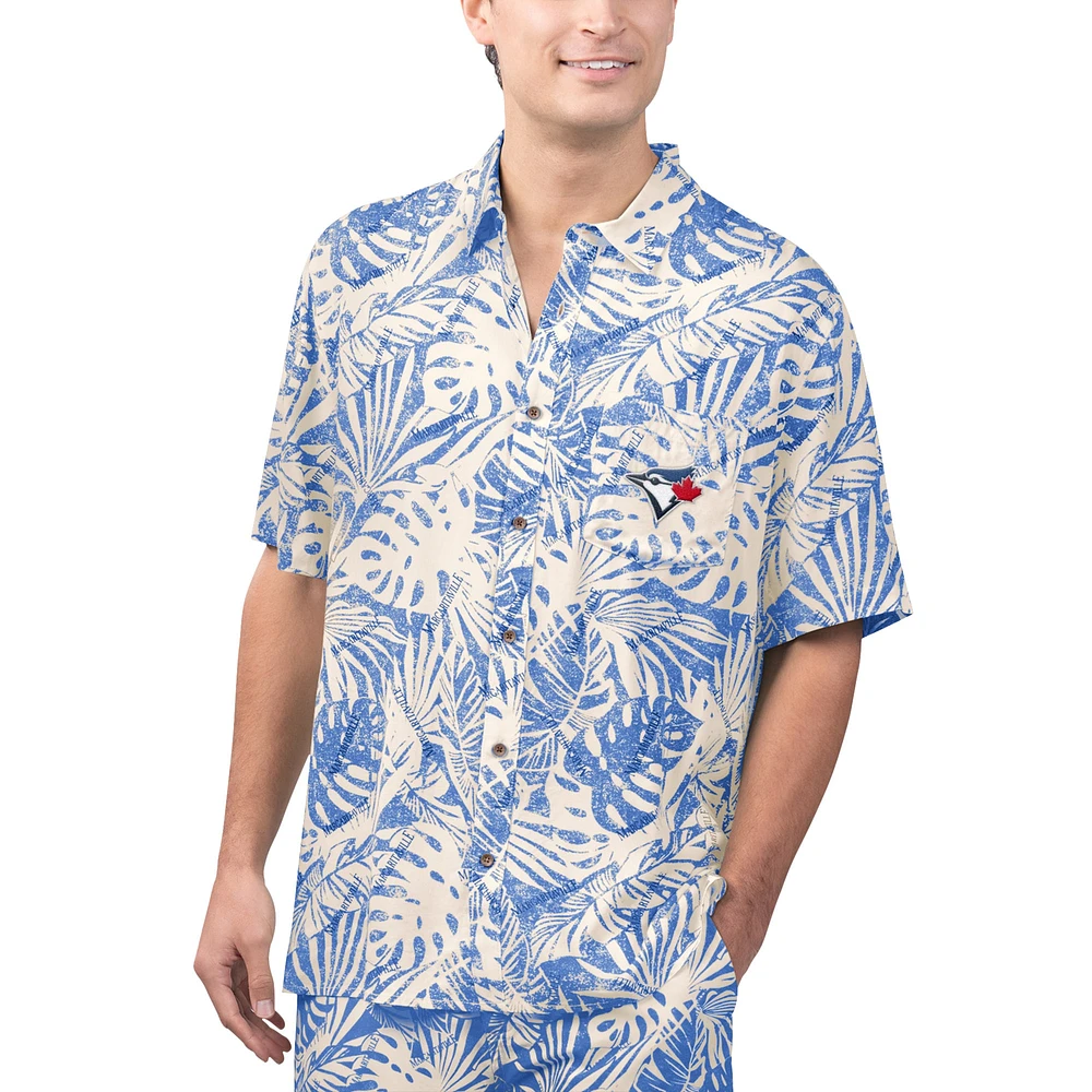 Chemise boutonnée Monstera délavée Margaritaville Royal Toronto Blue Jays pour hommes