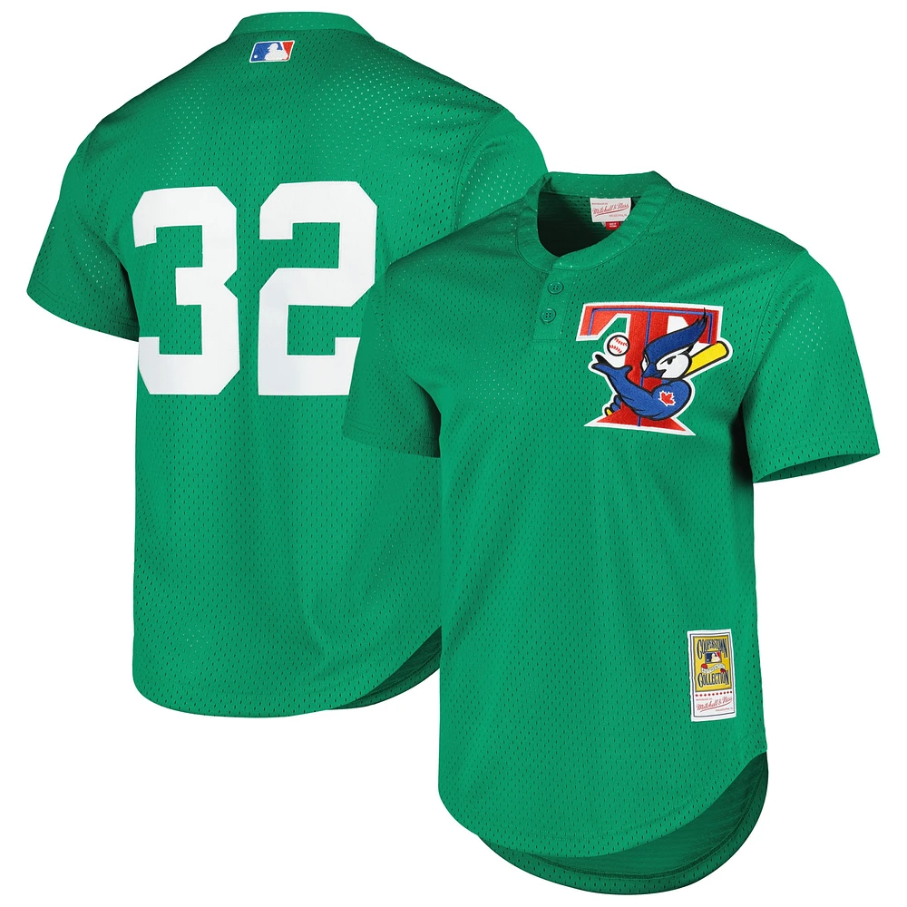 Maillot d'entraînement de frappeur en maille vert Mitchell & Ness pour hommes des Blue Jays Toronto la collection Cooperstown