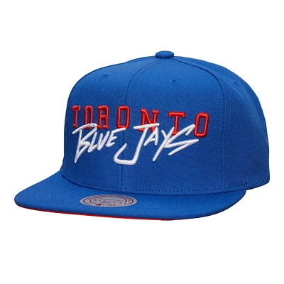 Men's Mitchell & Ness Royal Toronto Blue Jays Team Tagged Snapback Hat