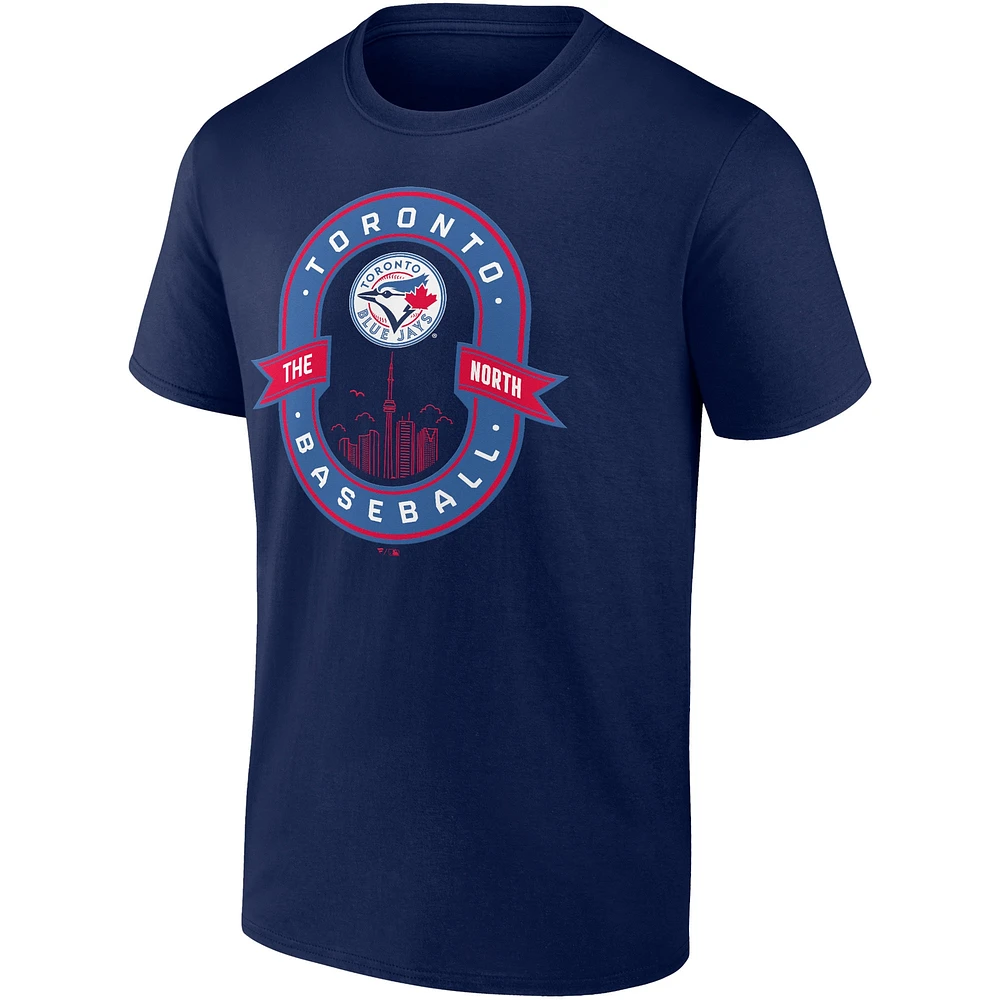 T-shirt bleu marine pour homme avec logo emblématique des Blue Jays de Toronto