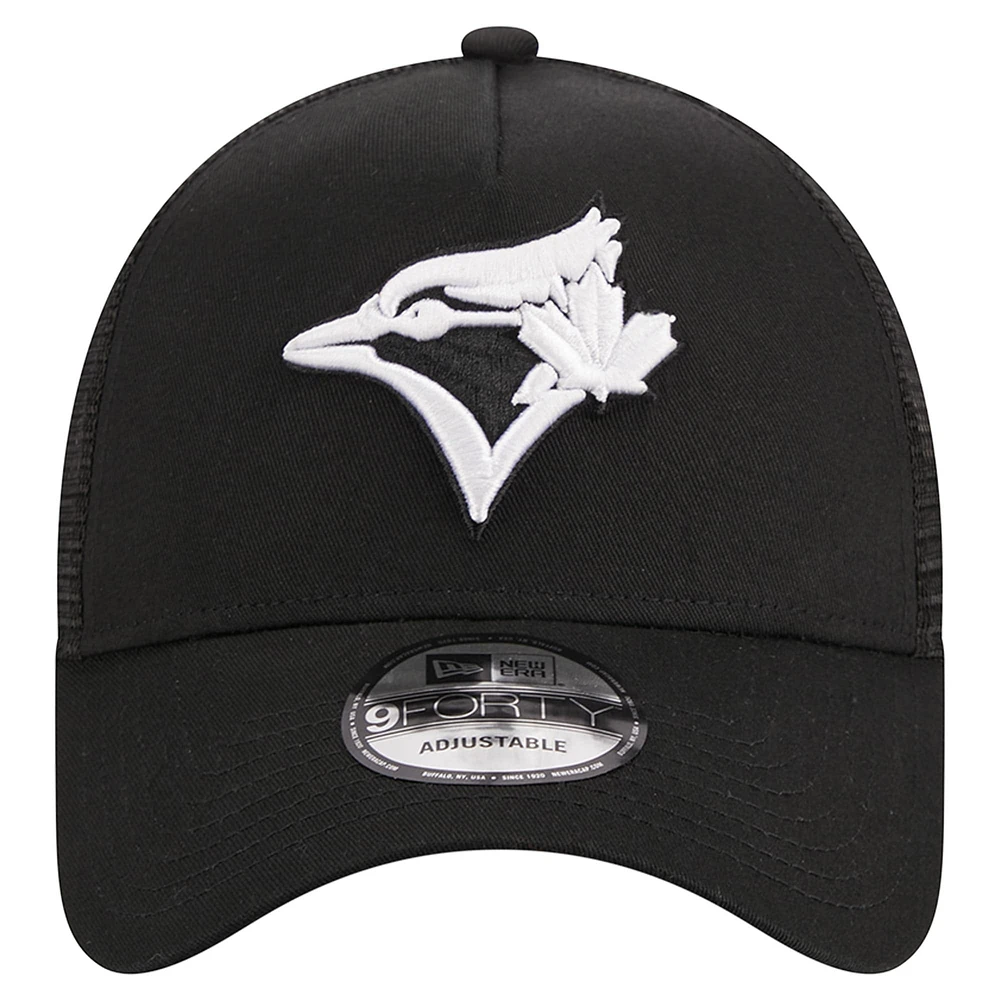 Casquette réglable noire A-Frame 9FORTY Trucker des Blue Jays de Toronto New Era pour hommes