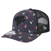Men's New Era Black Toronto Blue Jays Adventure Drinks Pattern 9SEVENTY Stretch-Snap Hat