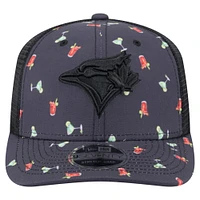 Men's New Era Black Toronto Blue Jays Adventure Drinks Pattern 9SEVENTY Stretch-Snap Hat