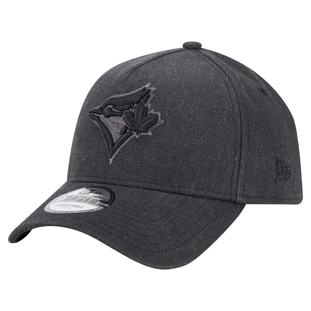 Men's New Era Black Toronto Blue Jays Logo Essentials 9FORTY A-Frame Adjustable Hat