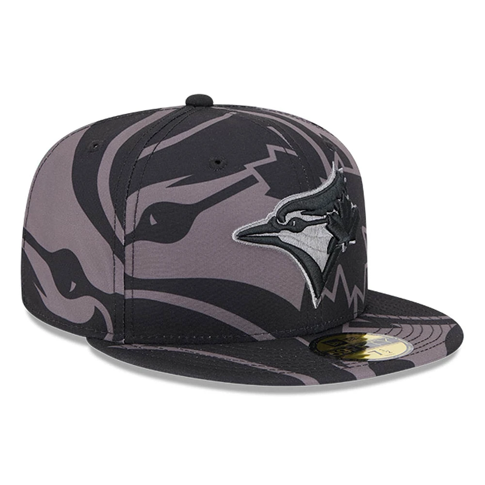 Casquette ajustée 59FIFTY Fracture avec logo des Blue Jays de Toronto New Era pour hommes, noire