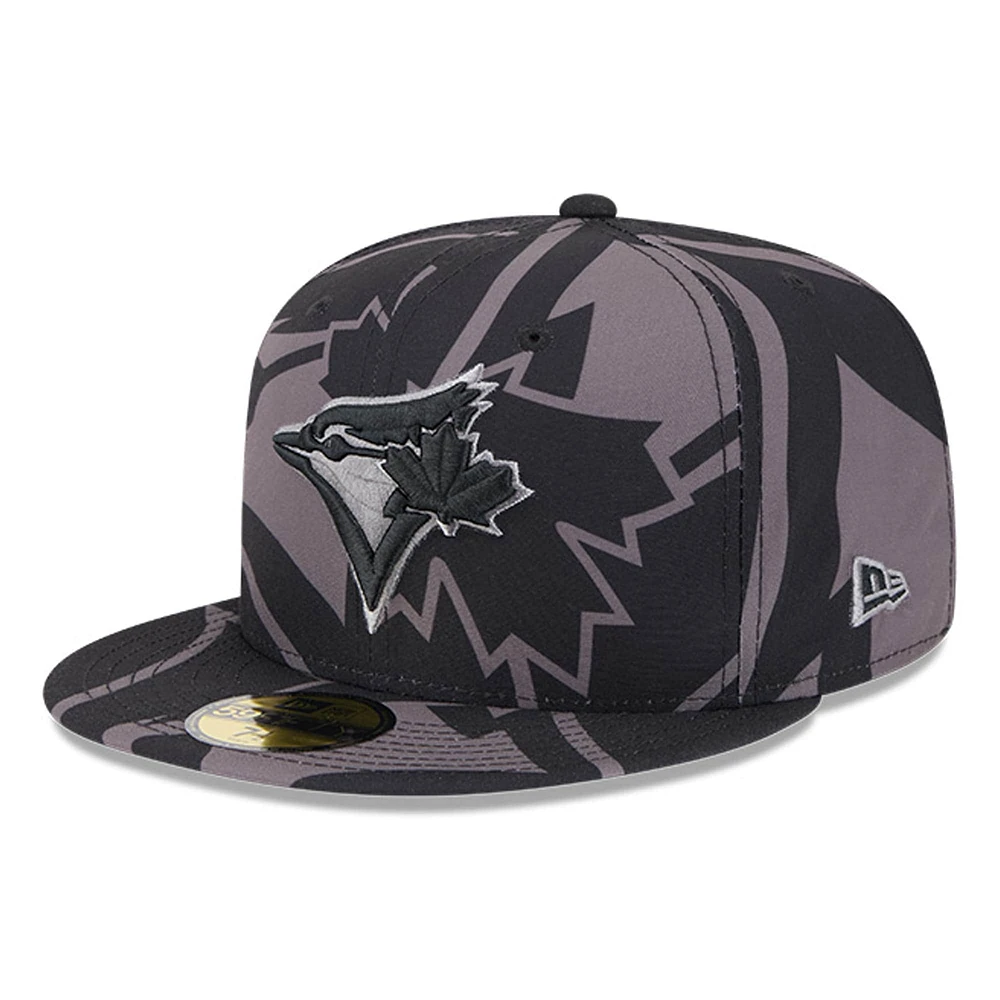 Casquette ajustée 59FIFTY Fracture avec logo des Blue Jays de Toronto New Era pour hommes, noire