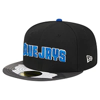 Casquette ajustée 59FIFTY noire à motif camouflage métallisé des Blue Jays de Toronto New Era pour hommes