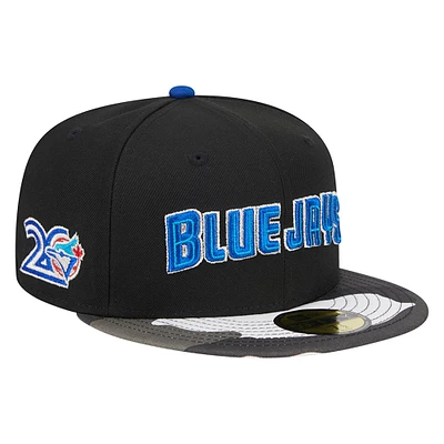 Casquette ajustée 59FIFTY noire à motif camouflage métallisé des Blue Jays de Toronto New Era pour hommes