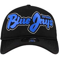 Men's New Era Black Toronto Blue Jays Retro Bold A-Frame Trucker 9FORTY Adjustable Hat