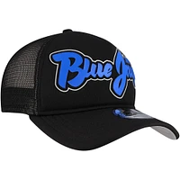 Men's New Era Black Toronto Blue Jays Retro Bold A-Frame Trucker 9FORTY Adjustable Hat