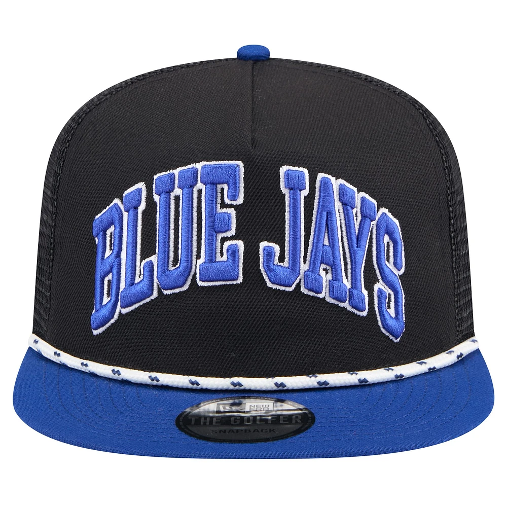 Men's New Era Black Toronto Blue Jays Throwback Meshback Golfer Hat