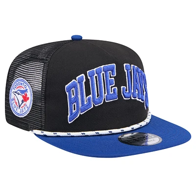 Men's New Era Black Toronto Blue Jays Throwback Meshback Golfer Snapback Hat