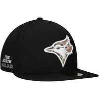 Men's New Era Black Toronto Blue Jays Troop Chant Camo Undervisor 59FIFTY Fitted Hat