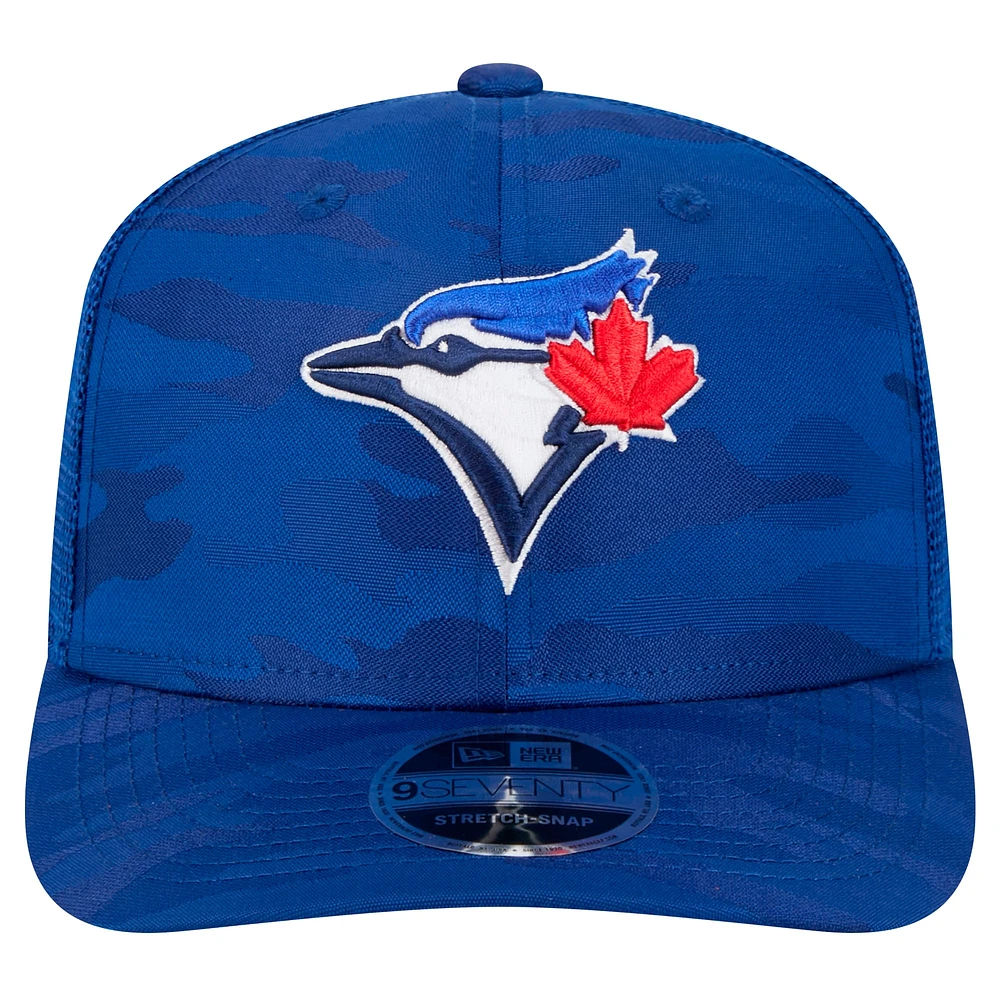 Men's New Era Blue Toronto Blue Jays Adventure Camo 9SEVENTY Trucker Stretch-Snap Hat