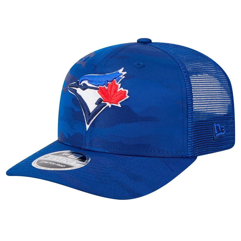 Men's New Era Blue Toronto Blue Jays Adventure Camo 9SEVENTY Trucker Stretch-Snap Hat