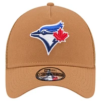 Men's New Era Brown Toronto Blue Jays A-Frame Trucker 9FORTY Adjustable Hat