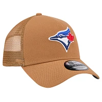 Men's New Era Brown Toronto Blue Jays A-Frame Trucker 9FORTY Adjustable Hat