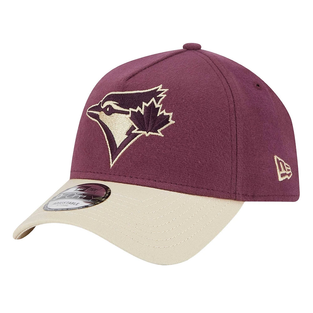 Casquette ajustable en moleskine à imprimé couronne des Toronto Blue Jays de New Era pour homme, bordeaux