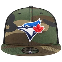 Casquette New Era Camo Toronto Blue Jays Woodland Camo Trucker 9FIFTY Snapback pour homme