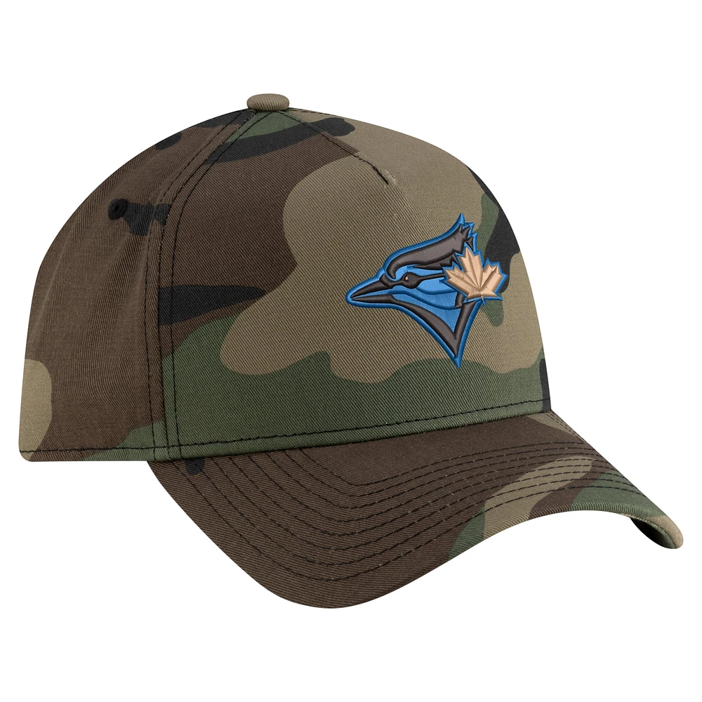 Men's New Era Camo Toronto Blue Jays Woodland Team Pop 9FORTY A-Frame Adjustable Hat