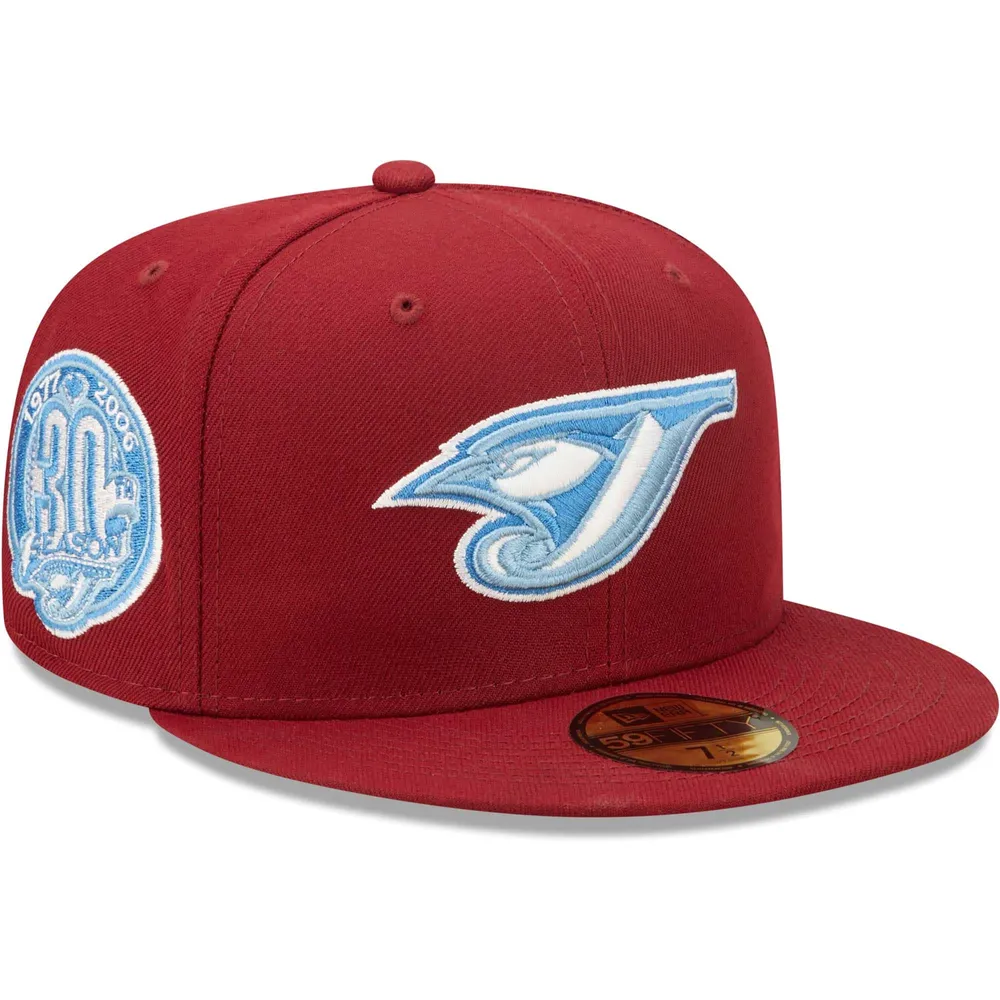 New Era 7 Toronto Blue Jays 59Fifty Red Fitted Hat 30th Anniversary Patch  2006