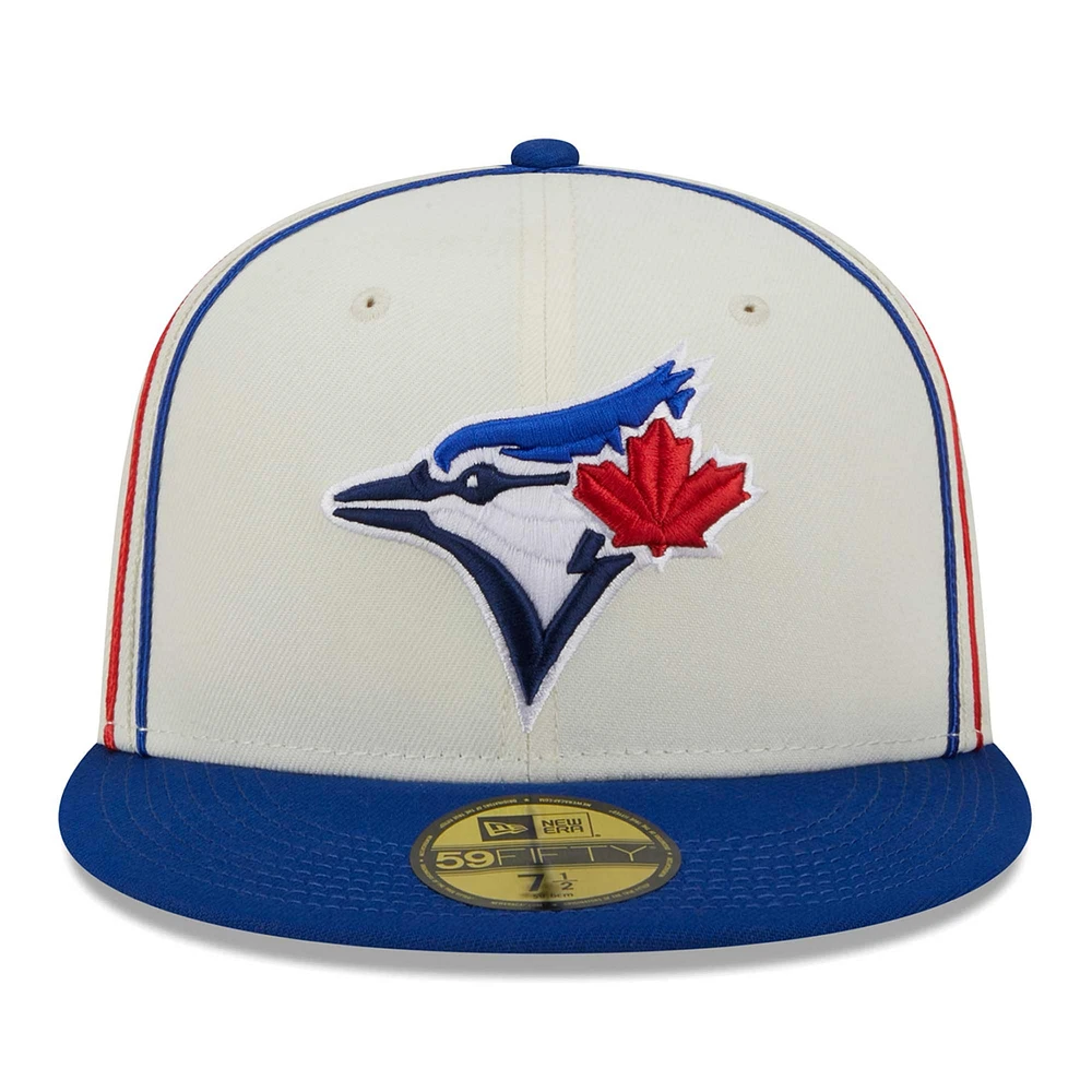 Men's New Era  Cream/Royal Toronto Blue Jays Chrome Sutash 59FIFTY Fitted Hat