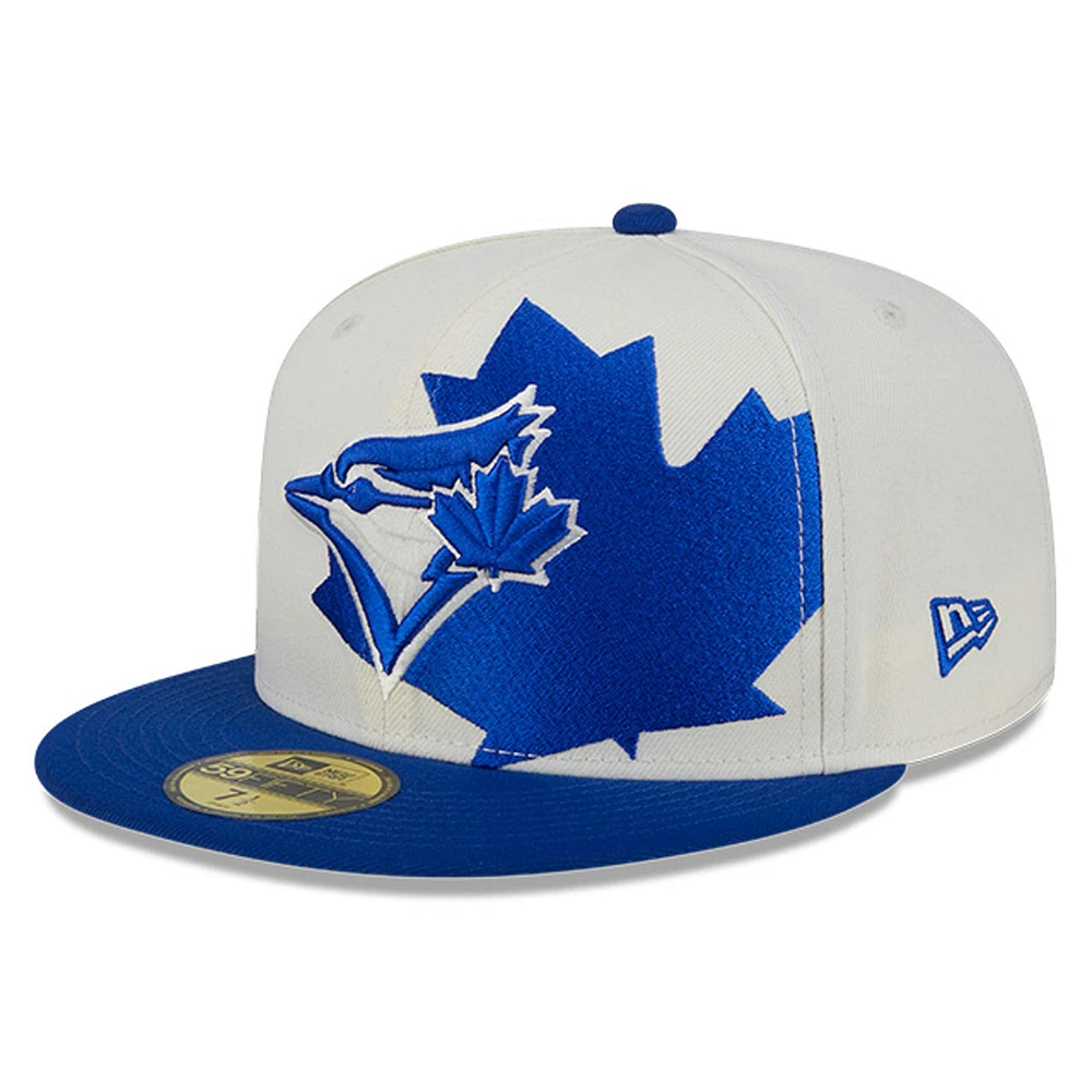 Casquette ajustée 59FIFTY à double logo crème/royal des Blue Jays de Toronto New Era pour hommes