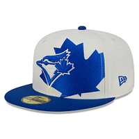 Men's New Era Cream/Royal Toronto Blue Jays Double Logo 59FIFTY Fitted Hat