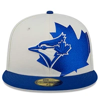 Men's New Era Cream/Royal Toronto Blue Jays Double Logo 59FIFTY Fitted Hat