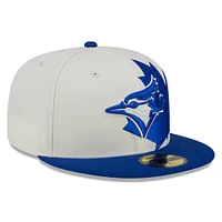 Men's New Era Cream/Royal Toronto Blue Jays Double Logo 59FIFTY Fitted Hat