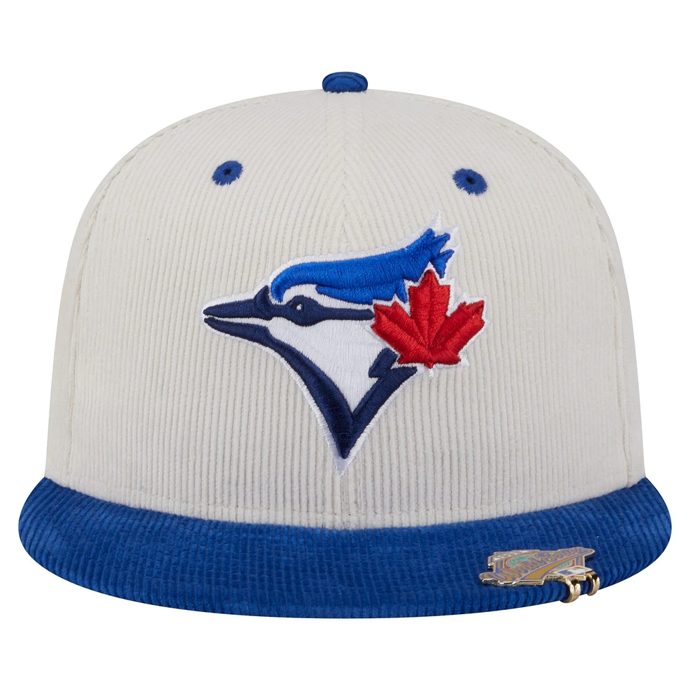Men's New Era Cream/Royal Toronto Blue Jays Two-Tone Corduroy 59FIFTY Fitted Hat