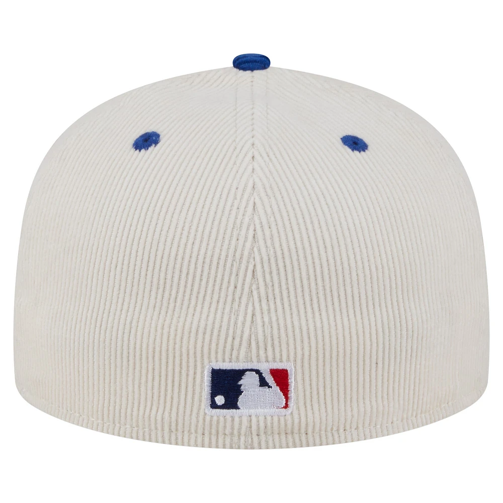 Men's New Era Cream/Royal Toronto Blue Jays Two-Tone Corduroy 59FIFTY Fitted Hat